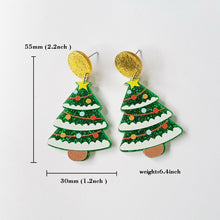 Load image into Gallery viewer, Cute Neon Lights Cactus Christmas Tree Earrings For Women Xmas Cartoon Wearing Hat Dinosaur Alpaca Sloth Acrylic Earrings Gift