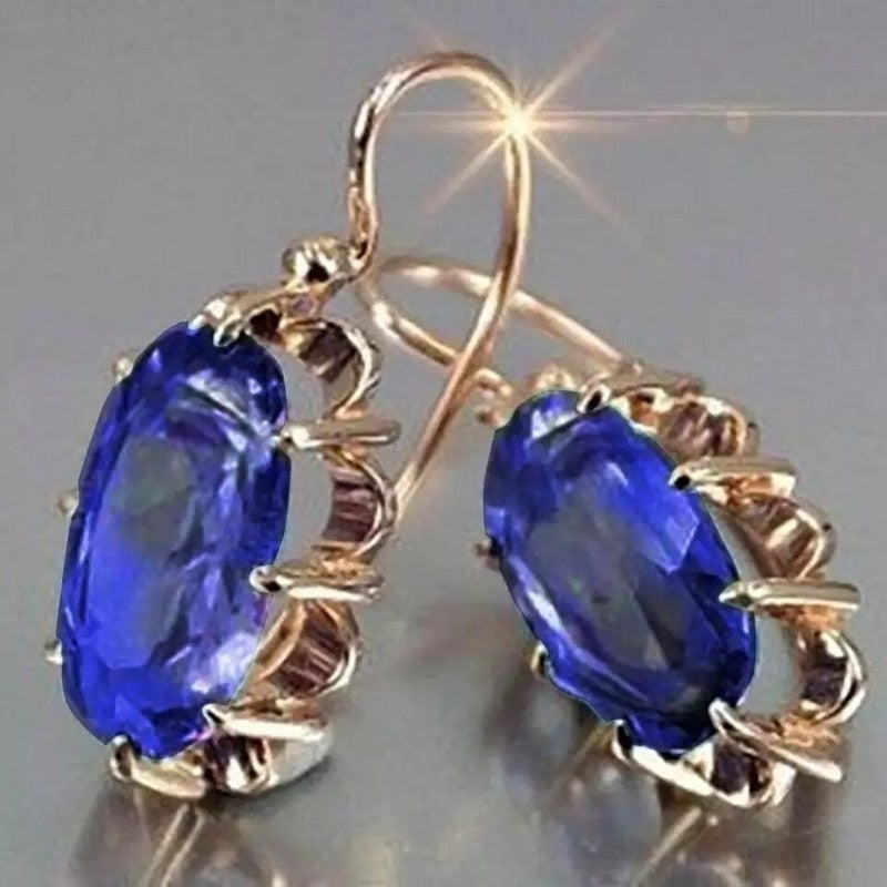Crystal Zircon Dangle Earrings for Women Vintage Blue Purple Stone Earring Wedding Earrings Party Jewelry Gift Pendientes Mujer