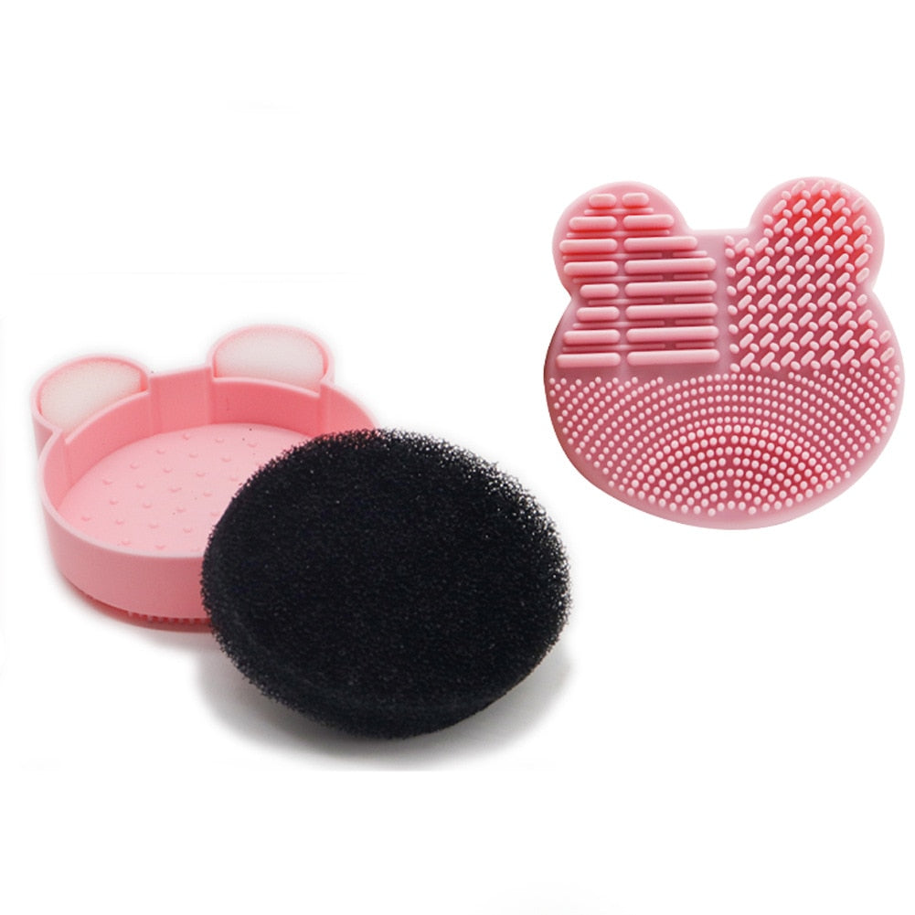 Makeup Brush Cleaner Washing Brush Pad Cleaning Mat Cosmetic Brush Cleaner Universal Make up Tool Scrubber Box