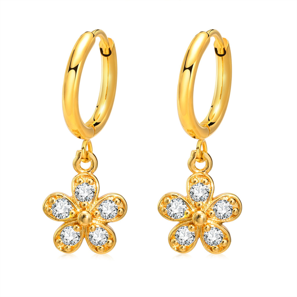 Charms Huggie Earring , Cubic Zircon Star Sun Heart Drop Earring Women, CZ Dangle Ear Jewelry
