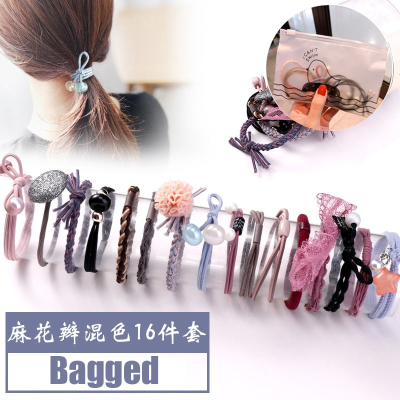 5-50pcs Girls Solid Color Big Rubber Band Ponytail Holder Gum Headwear Elastic Hair Bands Korean Girl Hair Accessories Ornaments