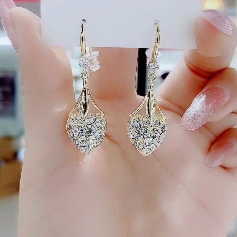 2022 New Korean Fresh Lovely Heart Drop Earrings Fashion Long Senior Temperament Trendy Women Dangle Earrings Jewelry
