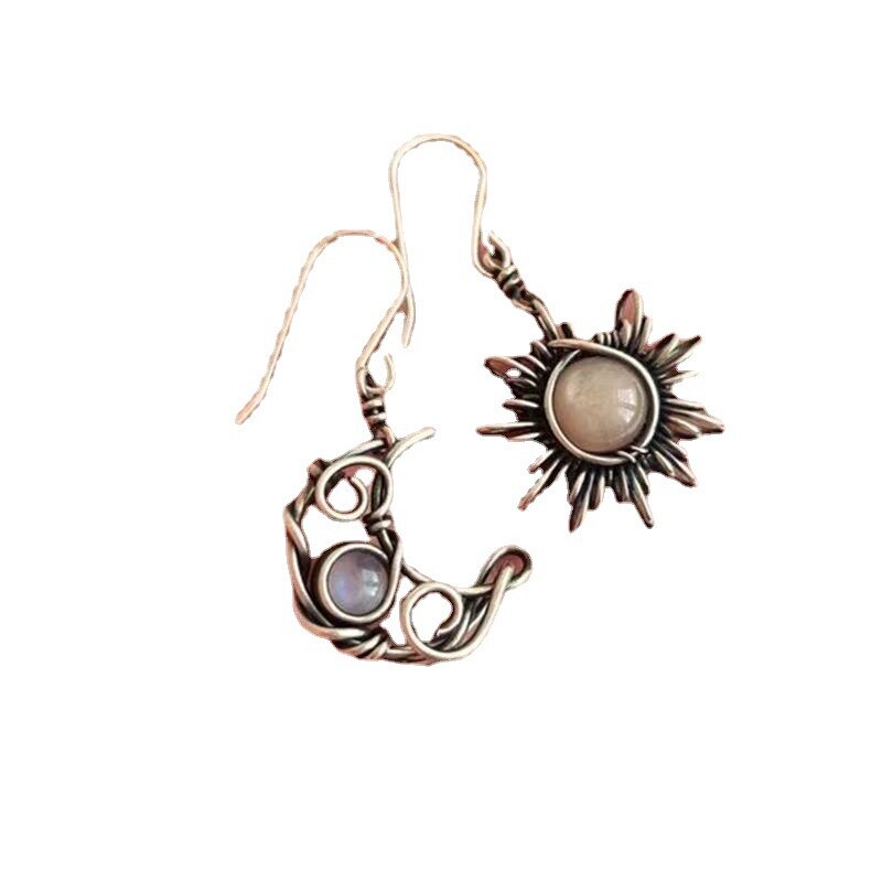 Bohemia Sun and Moon Earrings Silver Color Crystal Drop Earrings Women Female Boho Fashion Jewelry Gift for her Drop Shipping