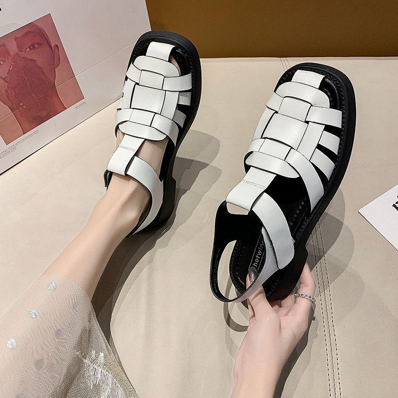 2022 New Summer Sandals Women&#39;s Casual Trend Platform Low Heel Elegant Beach Fashion Gladiator Weave Comfort Free Shipping