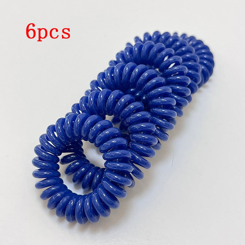 1/3/6Pcs Telephone Wire Hair Bands Hair Ties Solid Color Elastic Gum Rubber Bands for Women Girls Hair Ropes Scrunchie Accessori