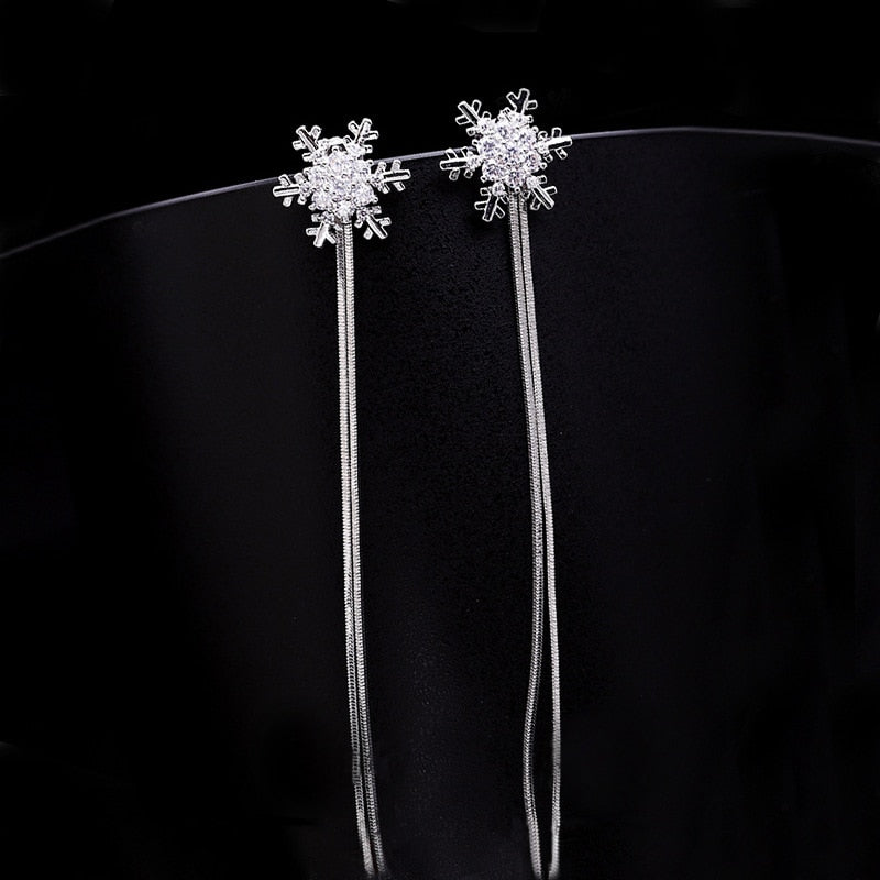 Fashion Classic Zircon Earrings Tassel Earrings Snowflake Earrings Women&#39;s Crystal Earrings Wedding Engagement Christmas Gifts