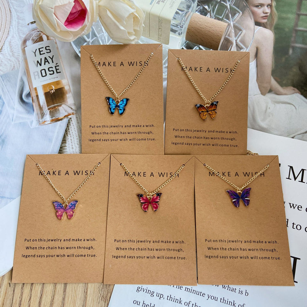 2022 New Wild Creative Simplicity Fashion Temperament Cute Ladies High Accessories Vintage KC Multi-color Butterfly Necklace