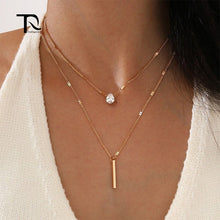 Load image into Gallery viewer, 2pcs New Simple Crystal Gold Color Necklace For Women Charms Fashion Pendants Female Vintage Body Trendy Jewelry 2022 Streetwear
