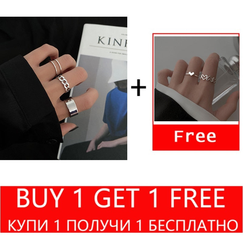 2022 Fashion Simple Design anillos Vintage Silver Color Joint Rings Sets for Women Jewelry Korean Version Joint Rings