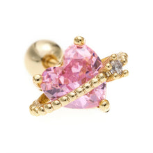 Load image into Gallery viewer, New Trendy Stainless Steel Cute Sweet Pink Heart Bear Cool Purple Wing Piercing Cartilage Stud Earrings for Women Girls Jewelry