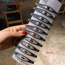 Load image into Gallery viewer, 10pcs Korean Matt Black Alloy Hairpin Big Water-drop Geometric Solid Color Bobby Pin Women Make Up Hair Clip Barrettte Non-slip