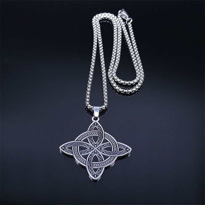 Witchcraft Celtic Knot Pendant Necklace for Women/Men Stainless Steel Slavic Amulet Necklaces Jewelry nudo de bruja N3380S02