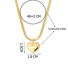 Load image into Gallery viewer, 316L Stainless Steel New Fashion Upscale Jewelry Love Heart Lovers Love You More Charms Chain Choker Necklace Pendant For Women