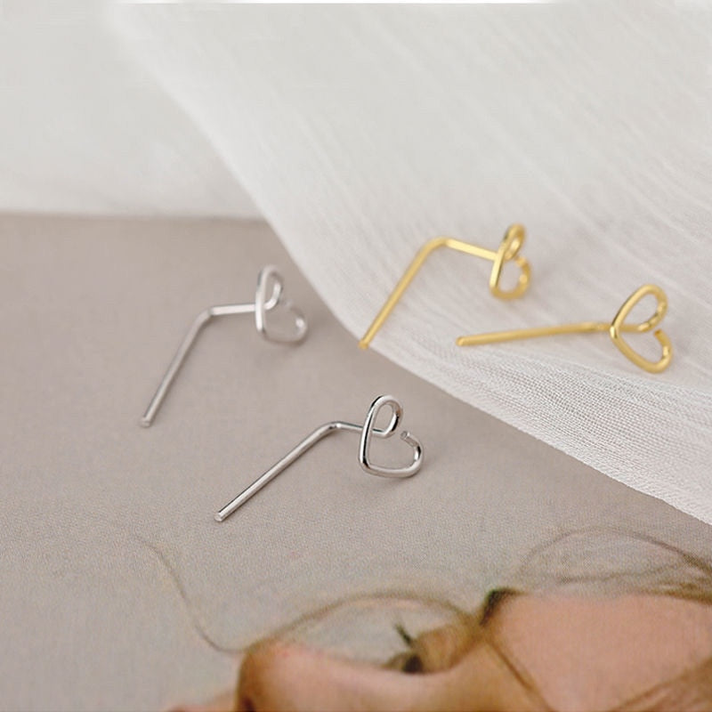 Hollow Heart Stud Earrings Women Fairy Metal Star Moon Butterfly Gold Color Silvery Simple Design Ear Studs Trendy Jewelry Gifs