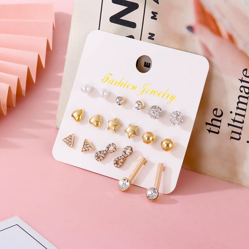 BI Trendy Women&#39;s Earrings Set Pearl Stud Earrings for Women Korean Geometric Metal Crystal Small Earrings 2022 Brincos Jewelry