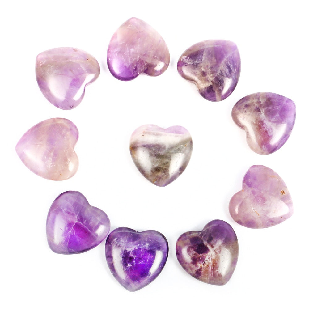10pc/set Natural Heart Shaped Crystals Stones Mini 2cm Ornaments Reiki Rose Quartz 7 Chakras Energy Healing Gemstones Home Decor
