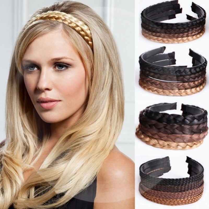 Women Synthetic Wig Twist Braided Hair Bands Fashion Braids Hair Accessories Women Bohemian Nature Headband Stretch for Party
