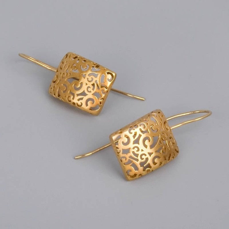 Trendy Women Earrings 4 Colors Delicate Gold Color Inlay Natural Stone Hook Dangle Earrings for Women Wedding Engagement Jewelry