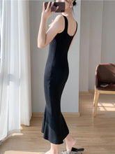 Load image into Gallery viewer, funninessgames Korea Summer New Women White Elegant V-neck Knit Slip Long Dress French Black Sexy Club Slim Prom Evening Party Fishtail Dresses