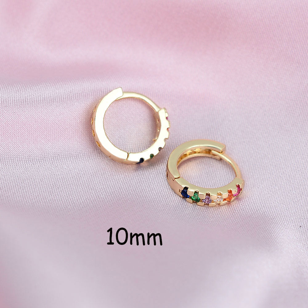 2 Pcs Rainbow Little Huggies Hoop Earrings Girl Tiny Rings Cartilage Small Helix Piercing Conch Earlobe Tragus Circle Men Hoops