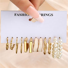 Load image into Gallery viewer, Gold Color Earring Set Colorful Geometric Pearl Resin Twist Big Hoop Earrings for Women Girls 2022 Fashion Party Jewelry Gifts