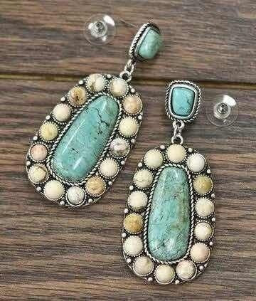 New Trendy Silver Color Women&#39;s Earrings Green Stone Hoop Drop Earrings for Women Bohemia Earrings Engagement Party Jewelry