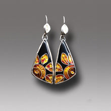Load image into Gallery viewer, Gorgeous Irregular Water Drop Hook Earrings for Women Creative Silver Color Metal Yellow Flower Black Pattern Dangle Earrings