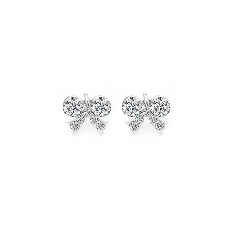 Luxury Crystal Small Stud Earrings For Women Girls Pearl Zircon Ear Stud Wedding Cubic Zirconia Fashion Exquisite Gift Jewelry