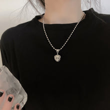 Load image into Gallery viewer, Punk Thick Lock Chain Heart Shape Pendant Short Choker Necklace For Women Retro INS Silver Color Metal Necklace Jewelry