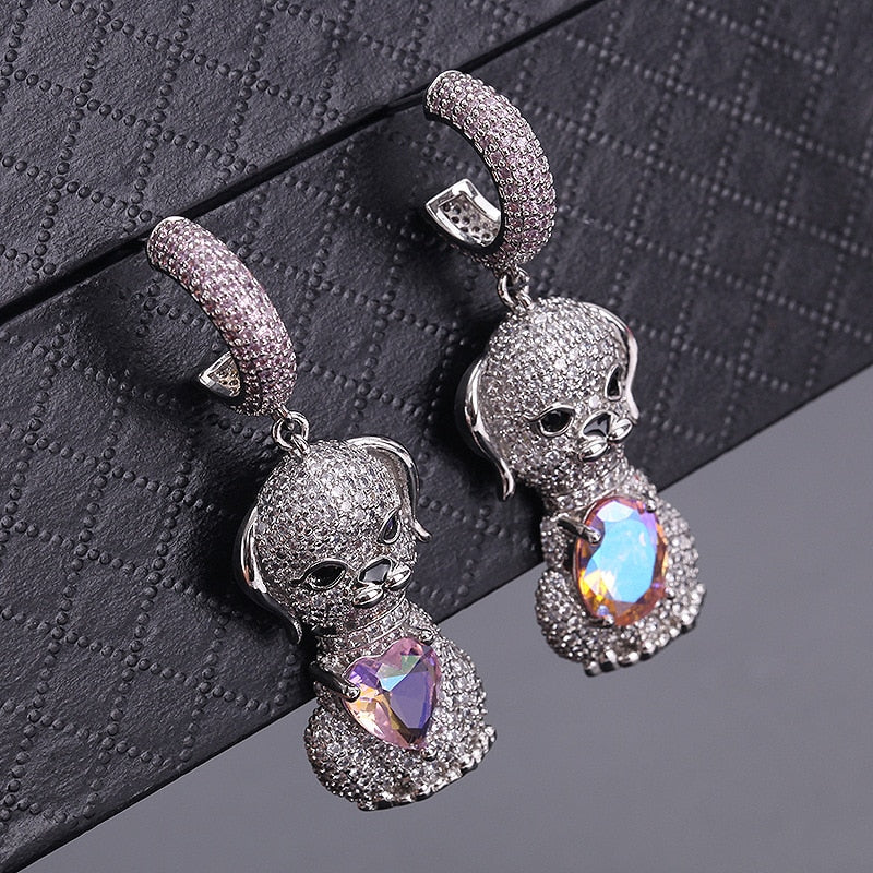 New S925 Silver Needle Cute Rabbit Ear Studs Micro encrusted Zircon Fashion Earring For Woman Animal Jewelry TZ021