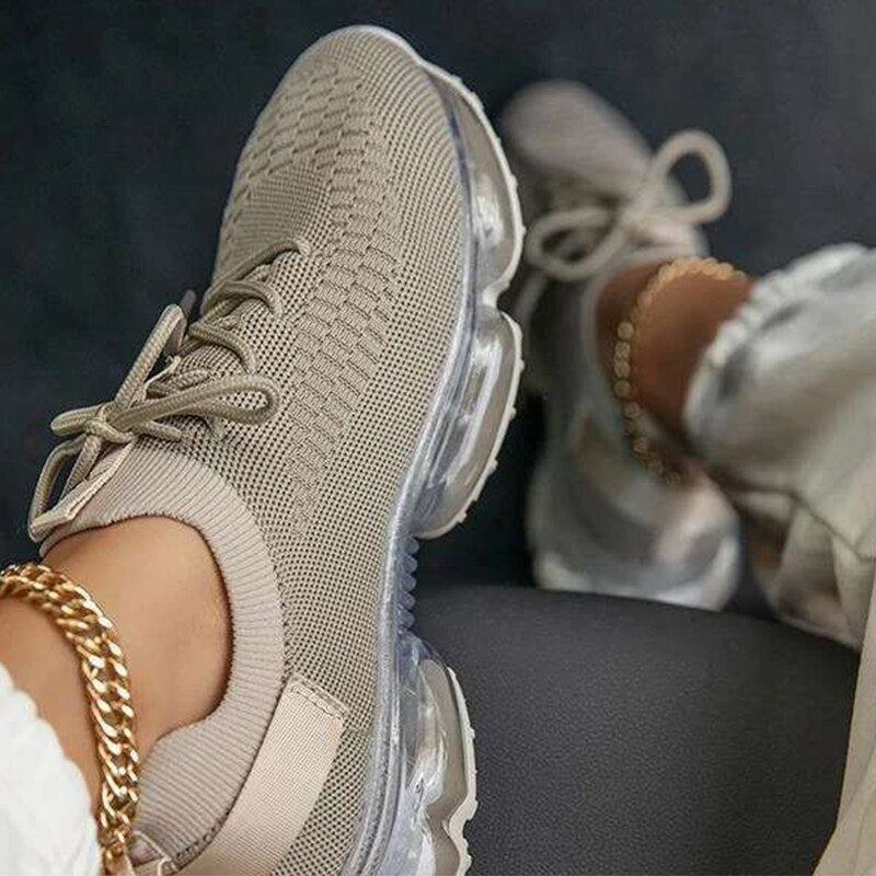 2022 Women Breathable Mesh Sneaker Woman Lace Up Vulcanized Plus Size Female Sports Shoes Ladies Comfortable Women&#39;s Casual Flat