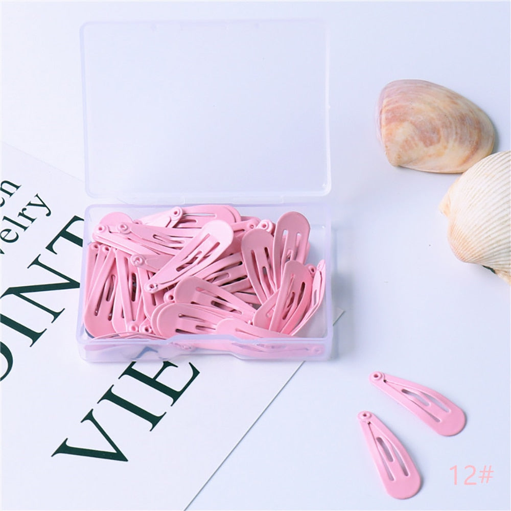 50pcs/box Candy Color Baby Girls Hair Clips 3cm BB Barrettes Hairpins Metal Women Alligator Clip Fashion Styling Accessories