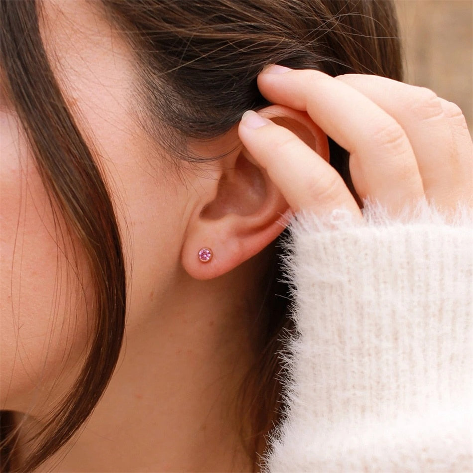 JUJIE 316L Stainless Steel Birthstone Earring For Women Fashion Crystal Stud Piercing Earrings Jewelry Wholesale/Dropshipping