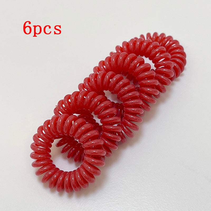 1/3/6Pcs Telephone Wire Hair Bands Hair Ties Solid Color Elastic Gum Rubber Bands for Women Girls Hair Ropes Scrunchie Accessori