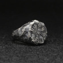 Load image into Gallery viewer, Viking Rune Symbol Rings for Women Men Vintage Compass Stone Meditation Ring Trendy Jewelry Gifts Open Ring Adjustable