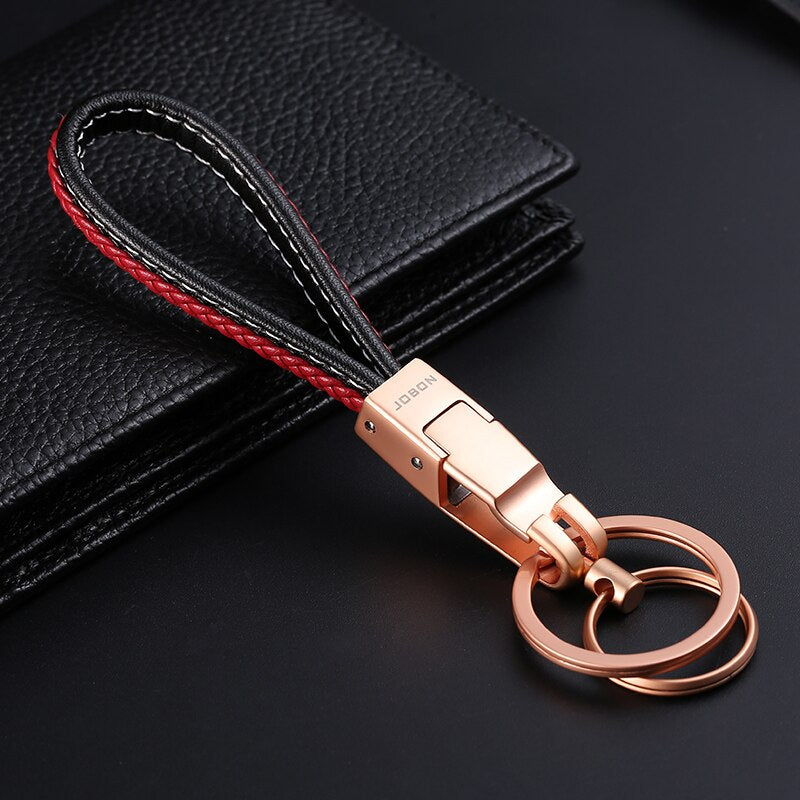 Jobon Luxury Car Keychain Women Men Custom Keychains Leather Key Ring Holder Bag Pendant High-Grade Jewelry Gifts for Men
