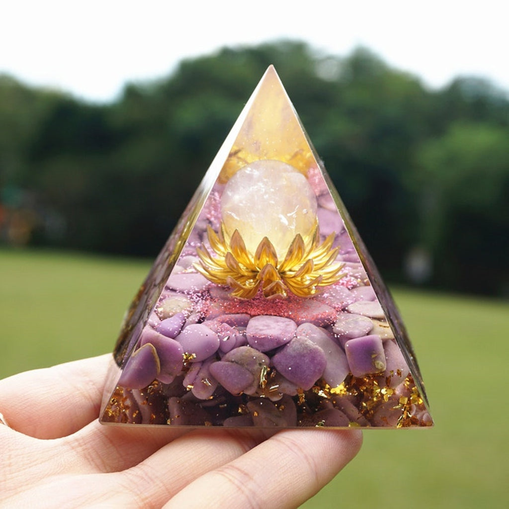 Handmade Orgonite Pyramid Crystal Healing Energy Orgone Pyramide with Pendant Necklace