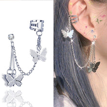 Load image into Gallery viewer, Women Girls Punk One-piece Earrings Butterfly Cross Pendant Tassel Clip Earrings Ear Studs Alloy Dangle Earring Jewelry Gift