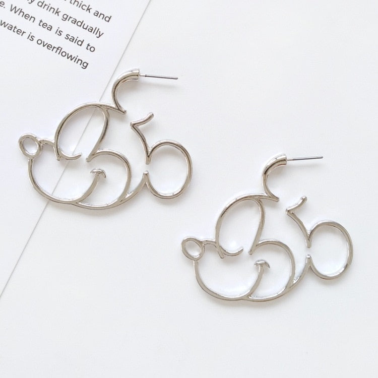 Disney Mickey Mouse S925 Sterling Silver Needle Simple High Quality Korean Earrings Female Jewelry Fashion Accessorie Gift