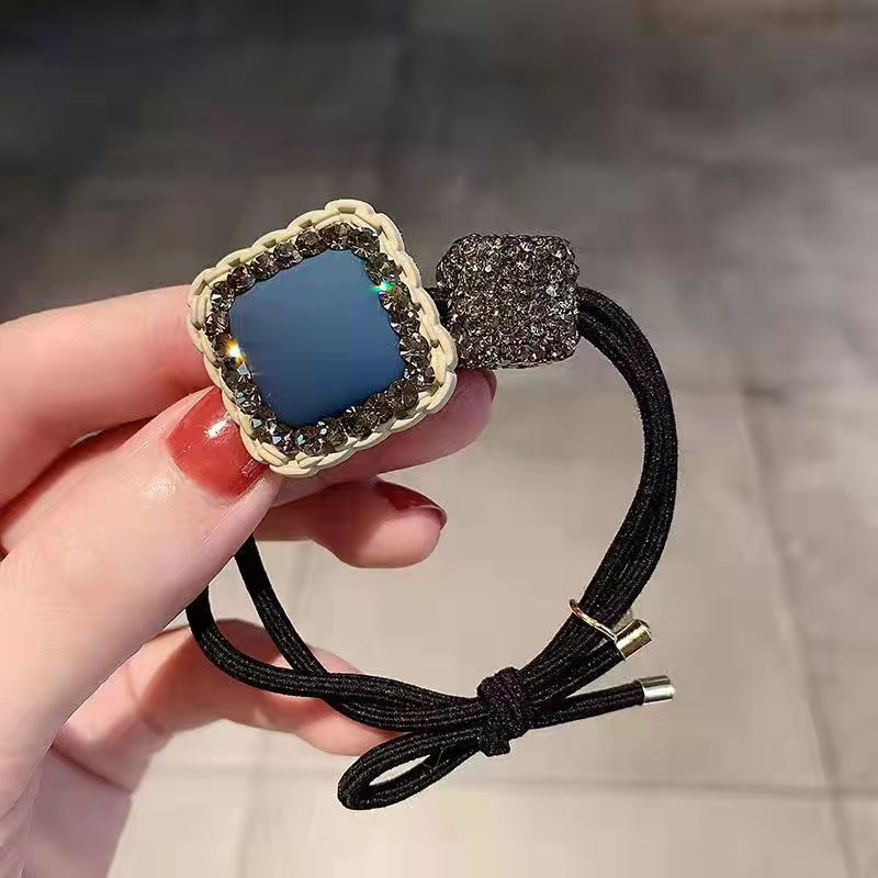 2022 New Hair Accessories Elegant And Light Luxury Hair Ring Temperament Diamond-Studded Pearl Head Rope Simple Rubber Band