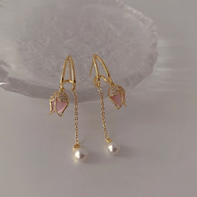 Load image into Gallery viewer, 2022 New Arrival Korean Retro Simple Opal Tulip Dangle Earrings For Women Fashion Pink Flower Gold Metal Jewelry Gifts