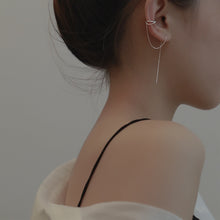 Load image into Gallery viewer, 1 Pc Cross Chain Ear Cuff Long Tassel Rhinestones Piercing Stud Earring Simple Silver Color Ear Cuff 2022 Trendy Women Jewelry