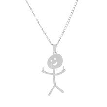Load image into Gallery viewer, WANZHI 2022 New Hip Hop Stickman Pendant Necklace for Women Man Titanium Steel Middle Finger Doodle Necklace Trend Party Jewelry