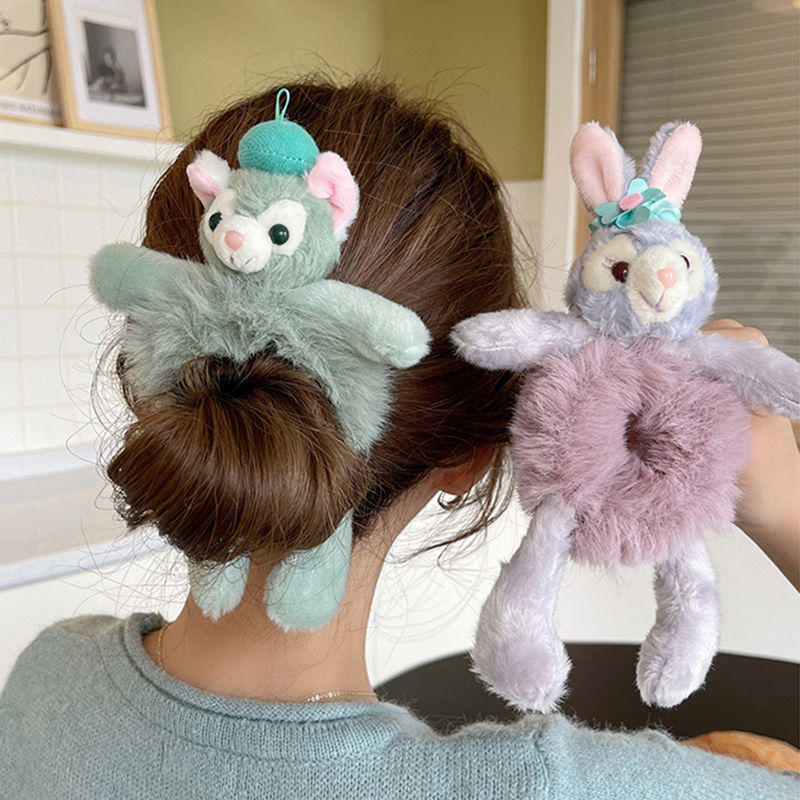 Plush Hair Band Animal Cute Rabbit Elastic Cartoon Ponytail Accessories For Woman Girl Hair Tie Plush Toy Scrunchies Animal