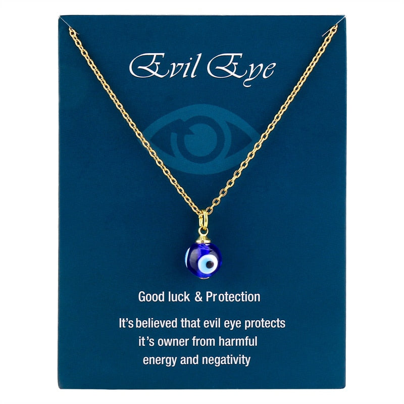 High Quality Evil Eye Choker Necklace for Women Couple Lucky Turkish Jewelry Devil Blue Eye Stainless Steel Chain Girl Card Gift