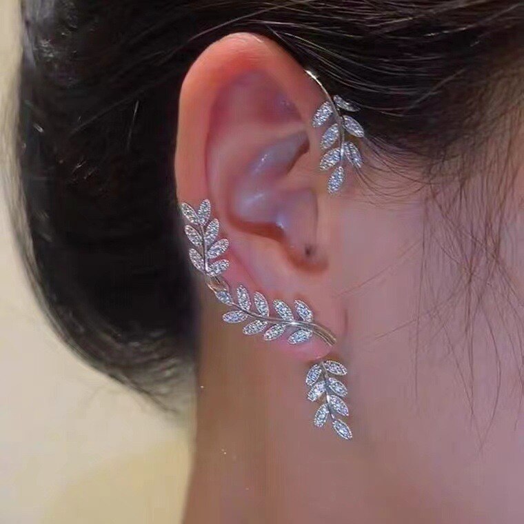 Gold Silver Color Ear Bone Clip For Women Sweet Exquisite Sparkling Crystal Butterfly Ear Cuff Clip Earring Wedding Jewelry