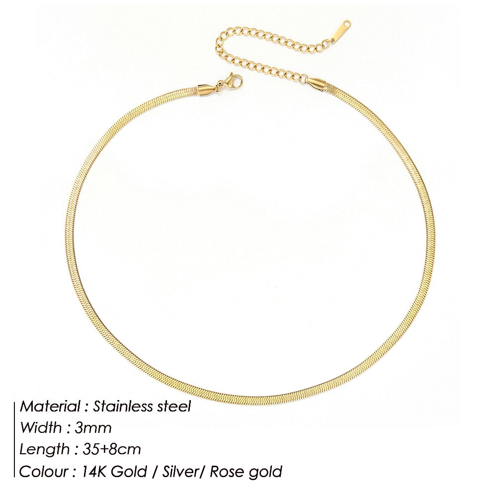 GD Aesthetic Gold Color Stainless Steel Necklace Snake Chain Choker Necklace Women Necklaces for Women Wholesale Jewelry