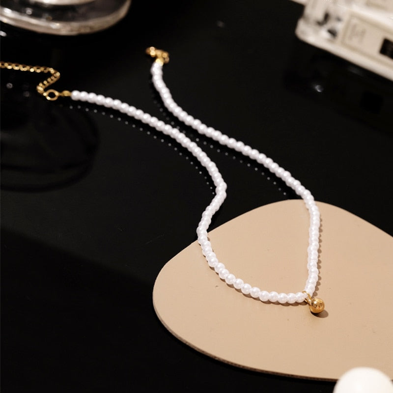 Faux Pearl Necklace Choker Clavicle Chain Necklace For Women Vintage Goth Trend Jewelry 2022 Korean Fashion Wedding Jewelry