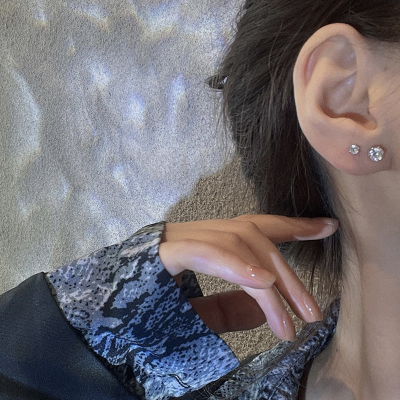 6pcs/set White Crystal Zircon Stud Earring  for Women Jewelry Bijoux Brincos Pendientes Mujer 2022 New