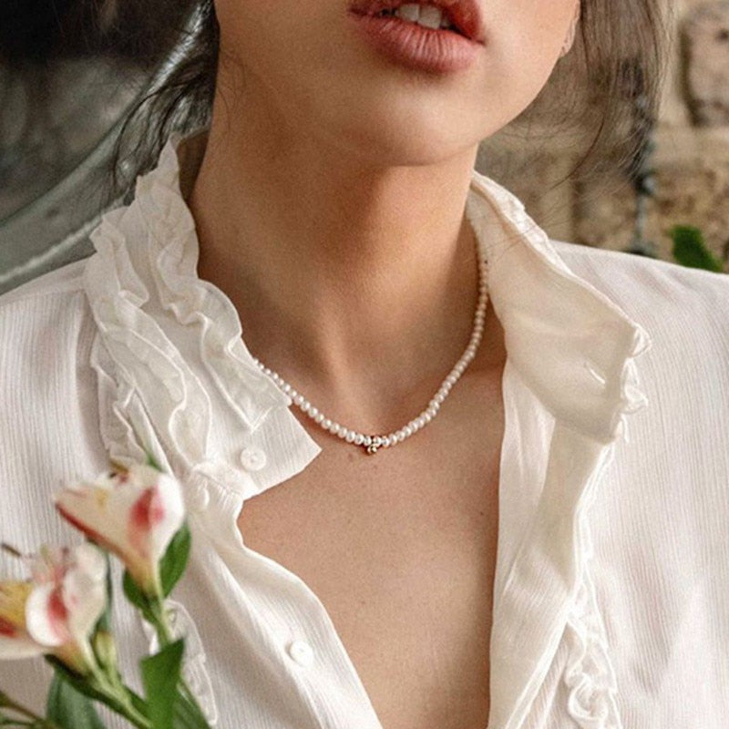 Vintage Gold Color Flower Pearl Chain Pendant Necklace Women Bohemian  Korean Fashion Flower Necklace Female 2022 Jewelry Gifts